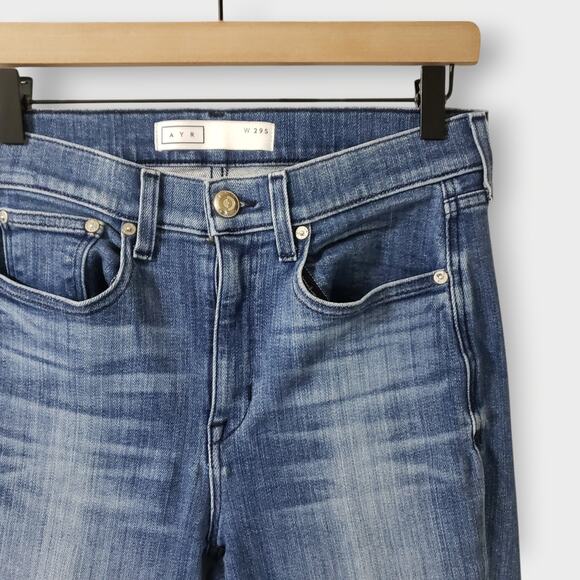 SOLD-AYR The Pop Jeans in Bomba Straight Leg Cropped Frayed Hem High Rise Sz 29S - Picture 2 of 12